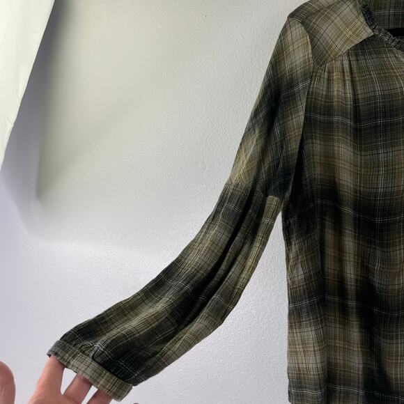 Frye & Co. Green Plaid Bohemian Western Blouse Women's XL Praire Core - Picture 3 of 10